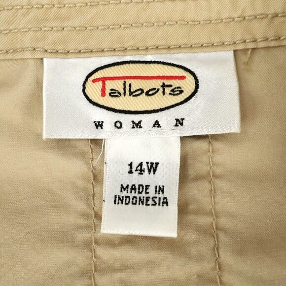 Talbots Jacket Plus Size 14W Beige Safari Cotton Lightweight Pockets Cargo Barn - Picture 4 of 16